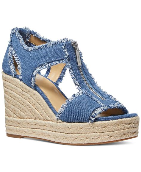 michael michael kors women's berkley mid wedge sandals|Michael Kors berkley denim sandals.